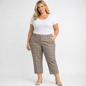 NWT Penningtons Savvy Plaid Cropped Trouser Pant Capris